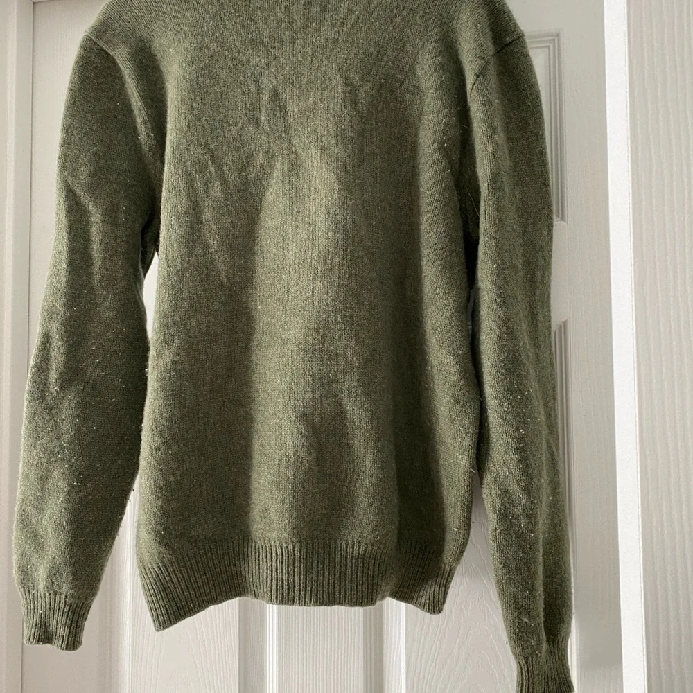Vintage 90s Polo Ralph Lauren High Neck Men's Green Wool Half Zip-Up Sweater